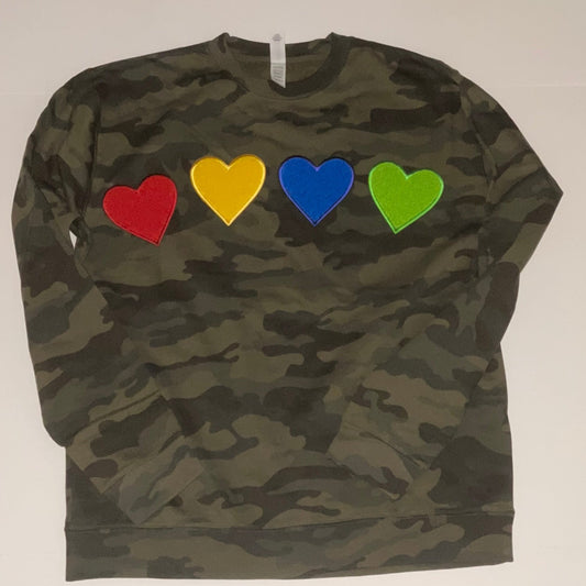 LIMITED Long Sleeve Camo 4-Heart Sweat Shirt