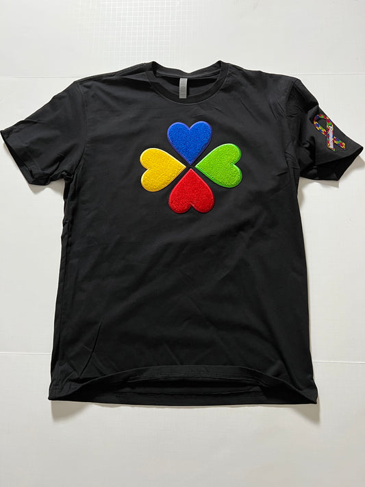 Short Sleeve 4❤️💙💚💛 Chenille Patch Autism T-Shirts